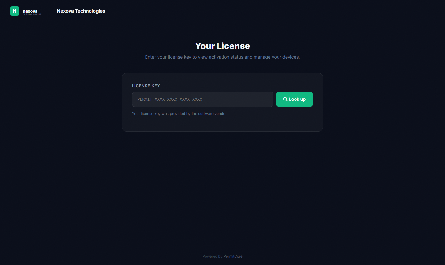 White-label portal — lookup form